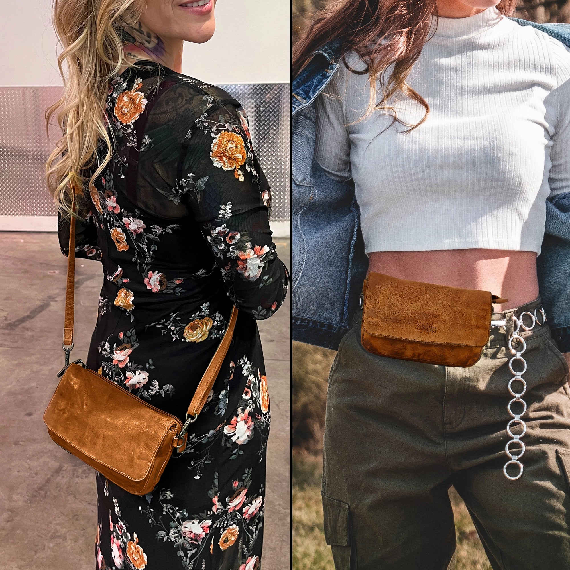 Genuine Leather Waist Bag for Women - Travel Purse & Wallet - Stylish & Secure Crossbody Fanny Pack - Perfect for Travel, Hiking, and Everyday Use (Cognac)