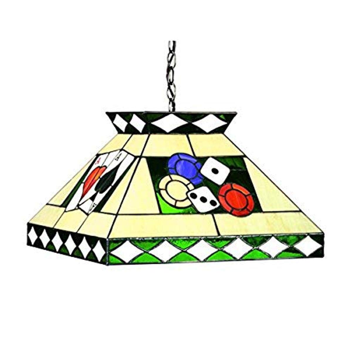 Tiffany Style Stained Glass Poker Pendant Light - Elegant Home Decor for Living Room, Bar, or Game Room