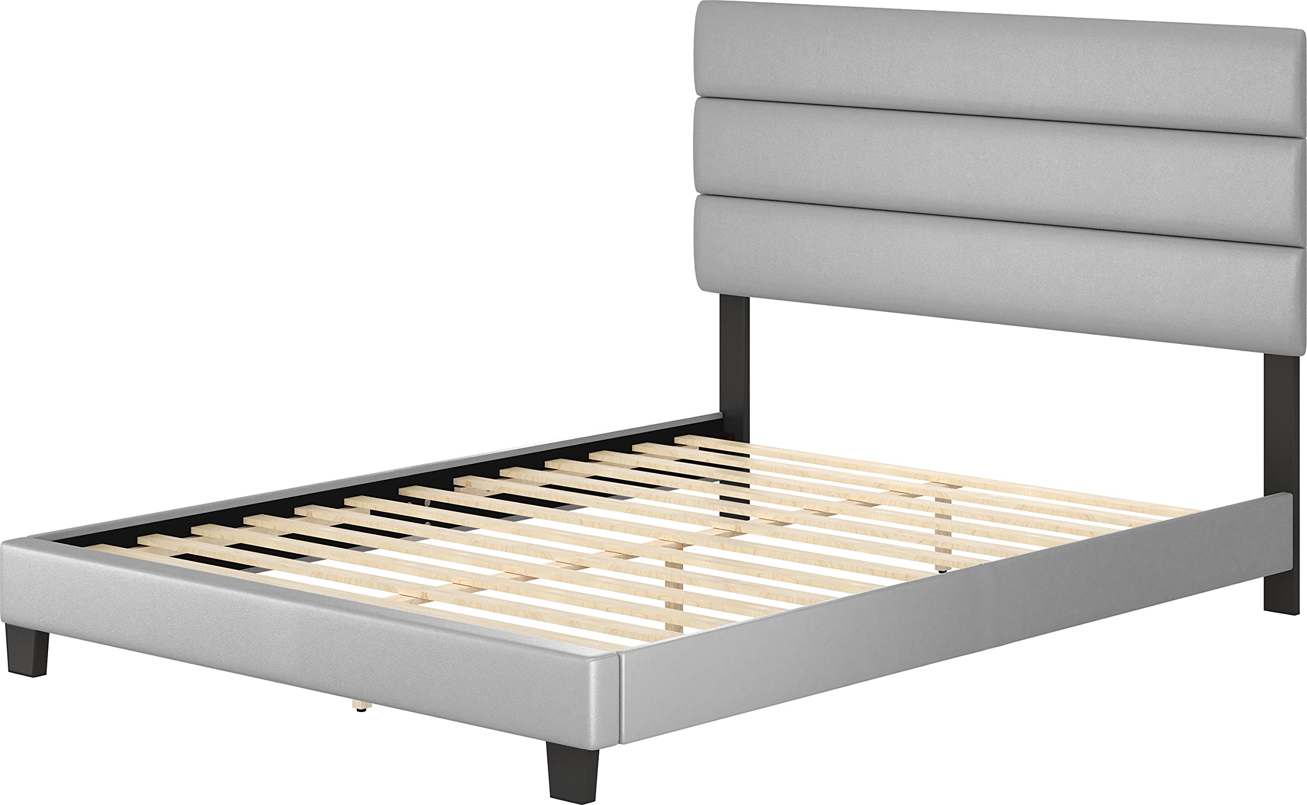 Boyd Sleep Piedmont Gray Vegan Leather Queen Size Platform Bed Frame with Adjustable Headboard - No Box Spring Needed, Easy Assembly, Quiet & Sturdy Mattress Support for Modern Bedroom | Perfect for Master Bedrooms, Guest Rooms & Small Apartments