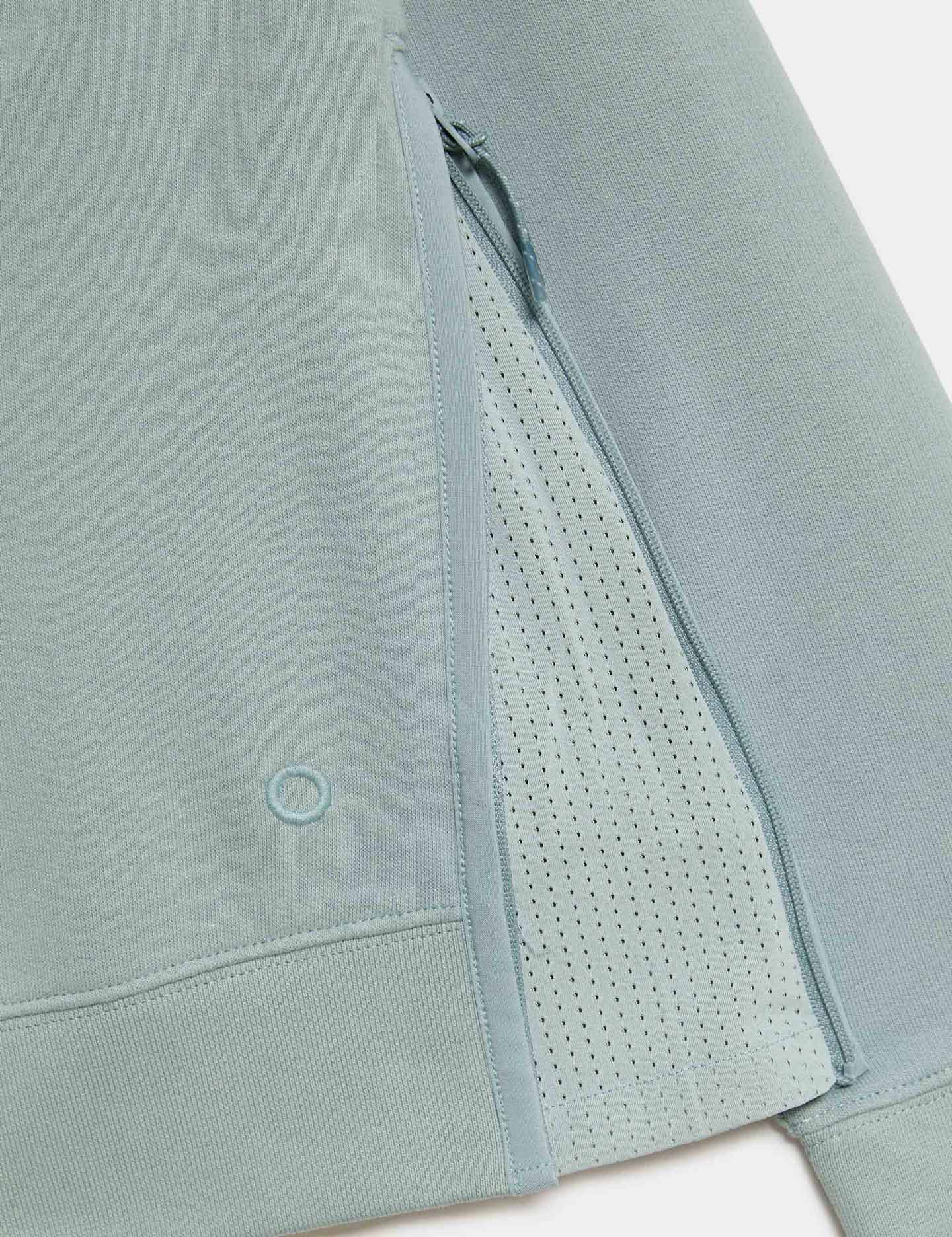 Soft Cotton Rich Mesh Panel Relaxed Sweatshirt - Light Mint Green | Comfortable Casual Wear for Women | Perfect for Lounge, Yoga & Everyday Outfits
