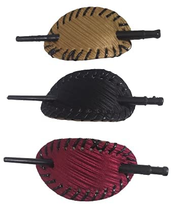 Classic Oval Bun Cover Hair Barrette Clip with Stick - Shining Random Color (Pack of 3) | Perfect for Updos, Ponytails & Special Occasions