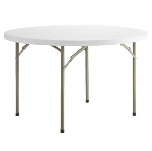 48 Inch Heavy-Duty White Granite Plastic Folding Round Table - Sturdy Hi-Top Bistro Table for Parties, Weddings & Events | Indoor/Outdoor Use, Compact Storage, Perfect for Catering & Home Decor