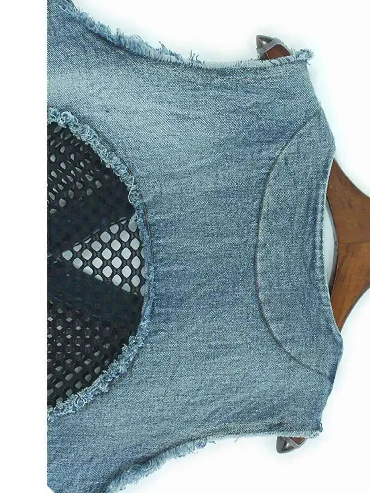 Women's Big Size Denim Vest & Wide Leg Pants Two-Piece Set - V-Neck Sleeveless Outfit for Spring/Fall 2025 | Casual Streetwear, Plus Size Fashion Trend | Perfect for Daily Wear, Office Outfits & Weekend Looks