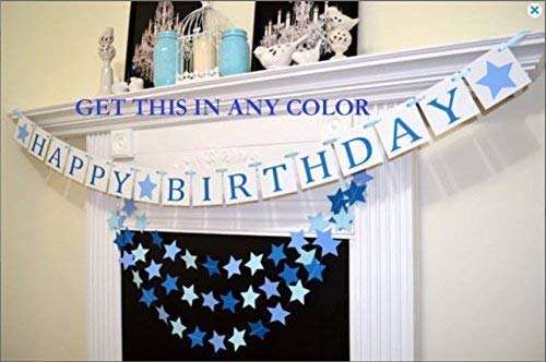 Blue Star Happy Birthday Banner - Premium Birthday Party Decorations for Indoor & Outdoor Celebrations - Perfect for Birthdays, Anniversaries, and Special Events