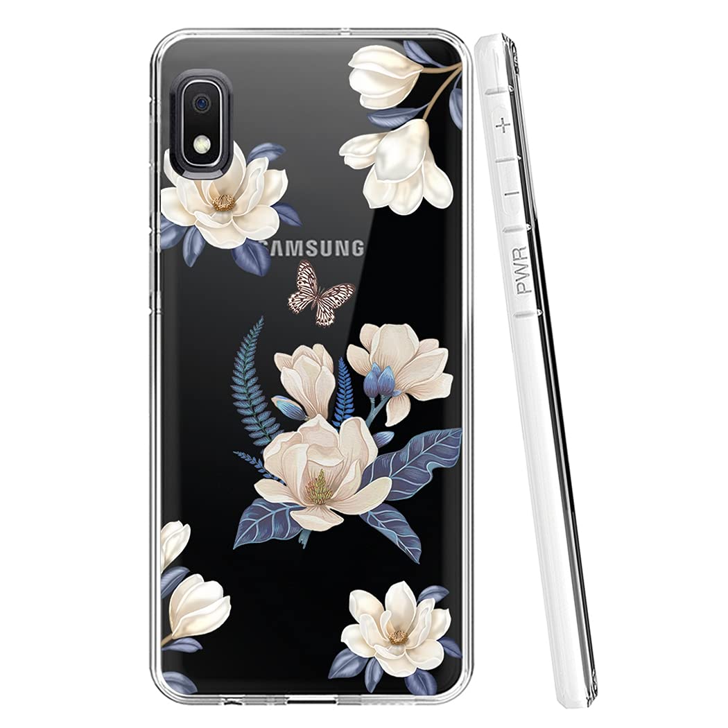 Cute Clear Slim Shockproof TPU Case for Samsung Galaxy A10E - Soft Flexible Protective Cover with Floral Design for Women & Girls (White Flower) | Perfect for Everyday Use, School & Work Protection