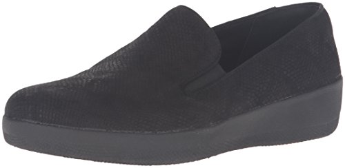 FitFlop Women's Superskate Leather Loafers - Comfortable Slip-On Flat Shoes for Women, Casual Walking & Office Wear