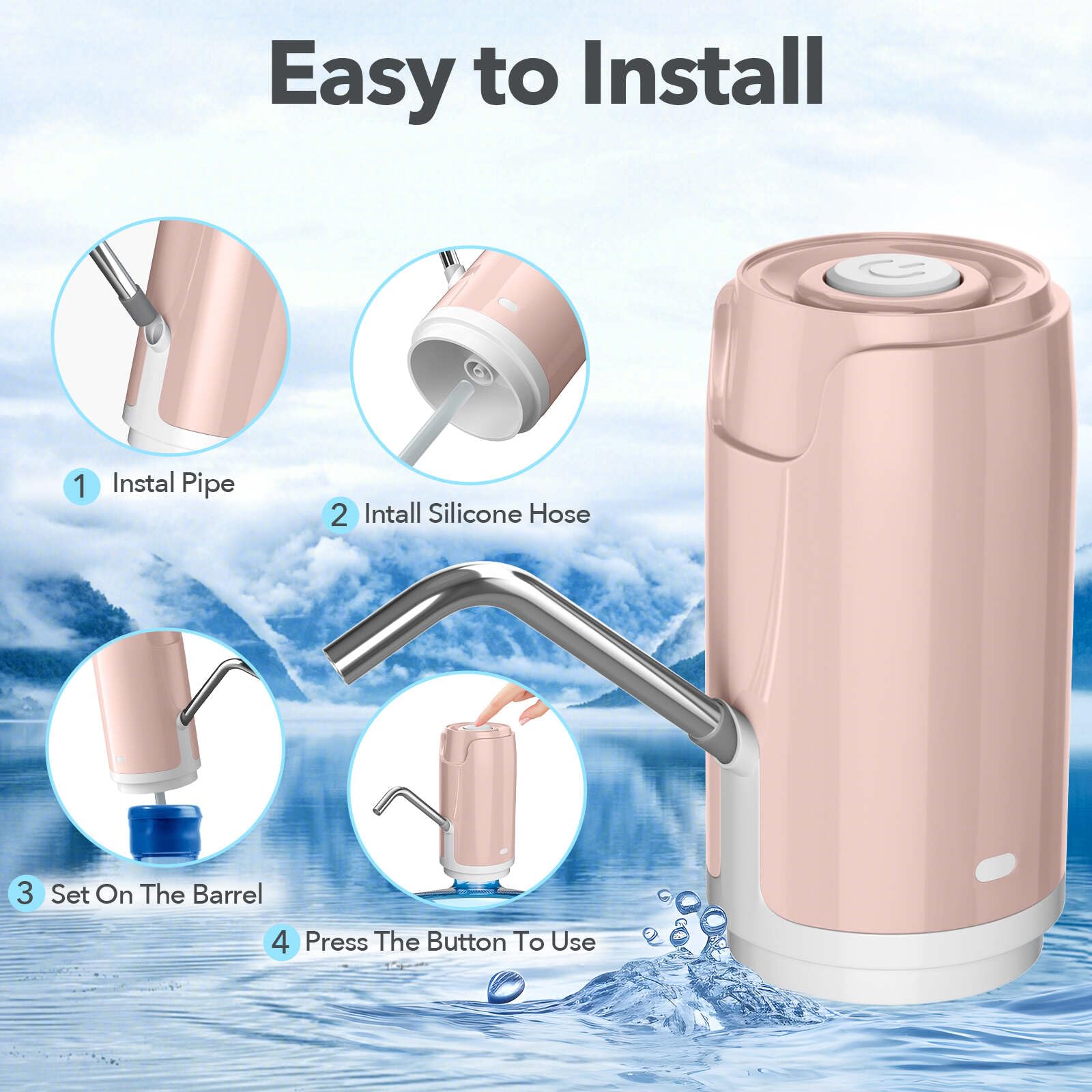 **5 Gallon Water Dispenser with USB Charging - Automatic Drinking Water Pump for Home, Office, Camping & Travel - Portable Water Bottle Pump for Kitchen & Outdoor Use**
