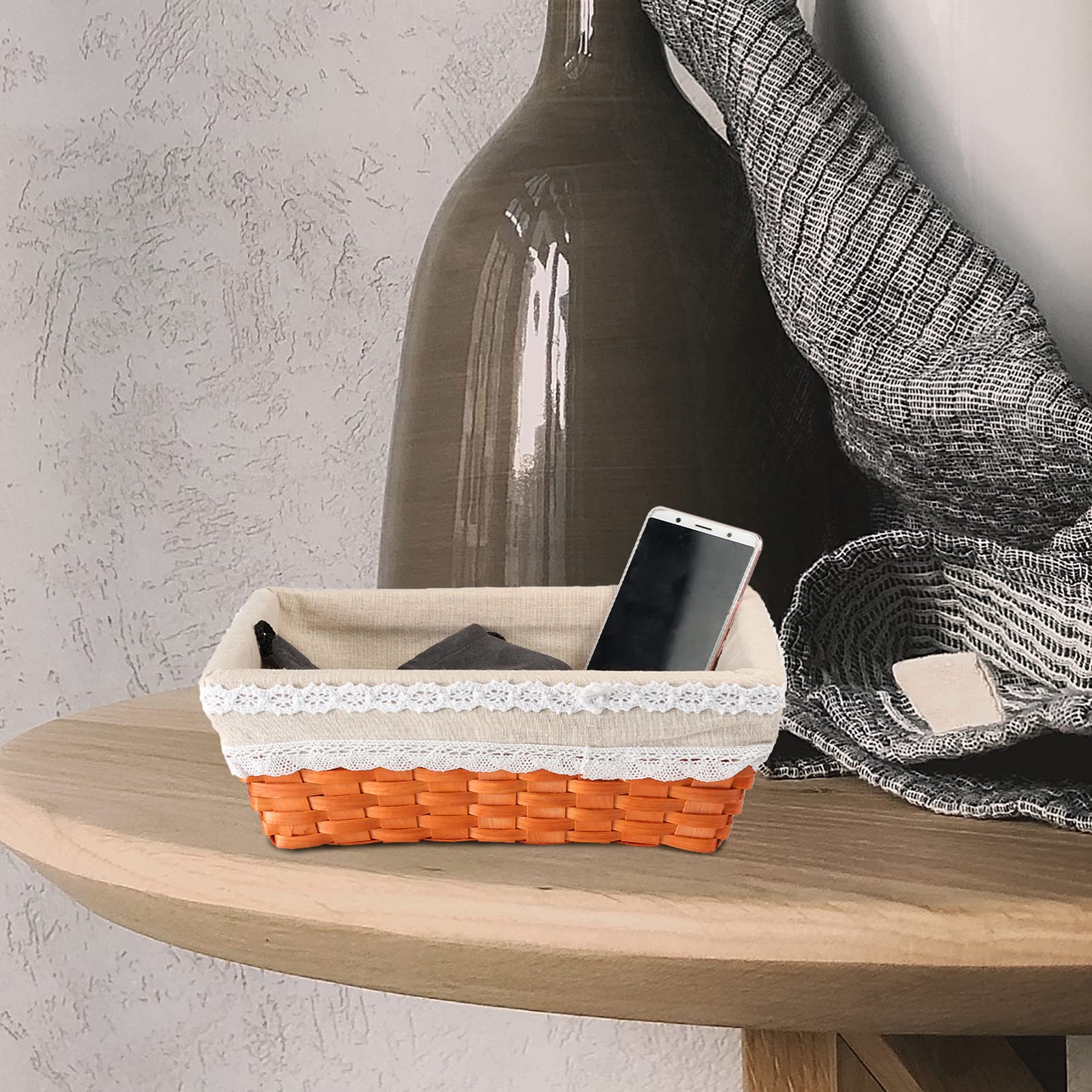 PRETYZOOM Woven Rattan Storage Basket - Hanging Planter, Bread Proofing Bowl, Toilet Tray & Desktop Organizer with Liner | Perfect for Kitchen, Bathroom & Home Decor