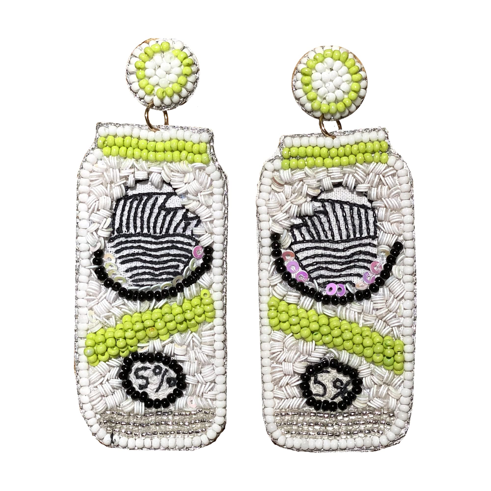 Handmade Hard Seltzer Beaded Earrings - Unique Statement Jewelry for Women | Beer & Champagne Themed Drink Earrings | Perfect for Parties, Girls Night Out & Alcohol-Themed Events