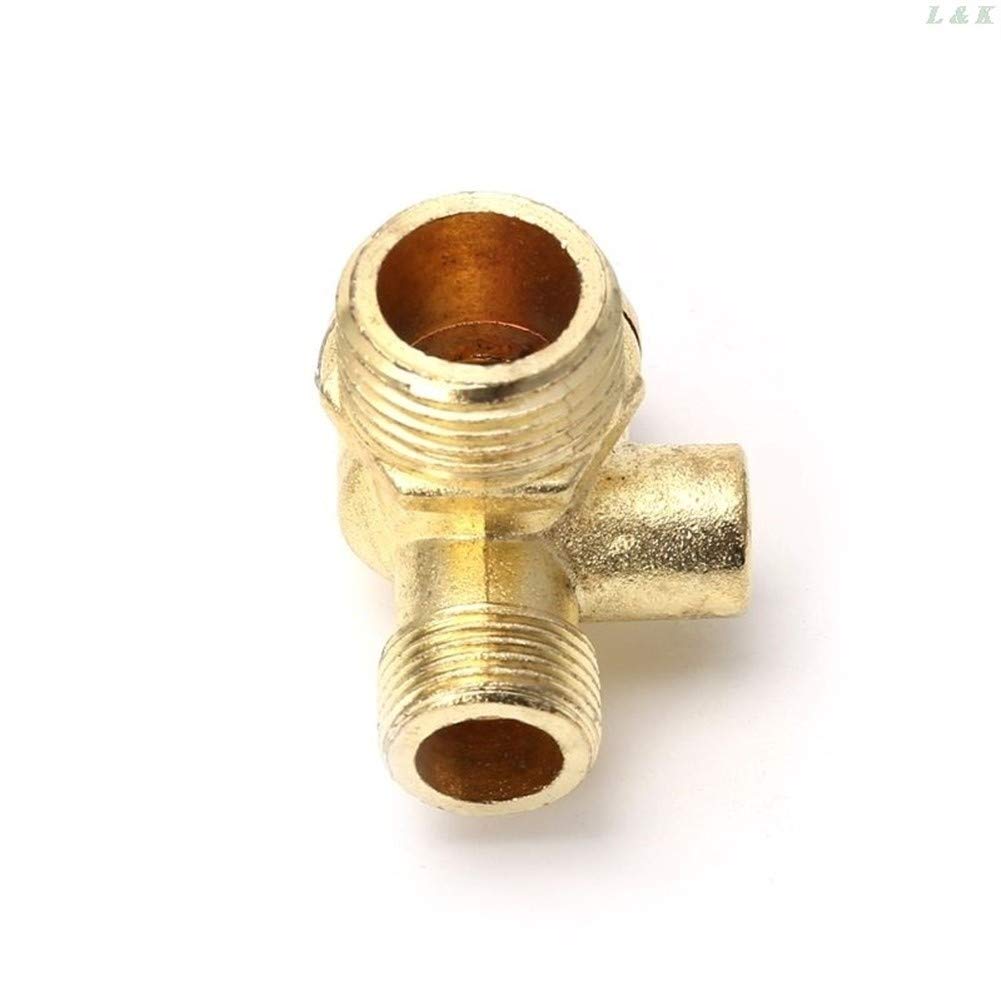 3-Port Zinc Alloy Air Compressor Check Valve - 90 Degree Threaded Central Pneumatic Valve for Air Tools, HVAC Systems & Industrial Applications
