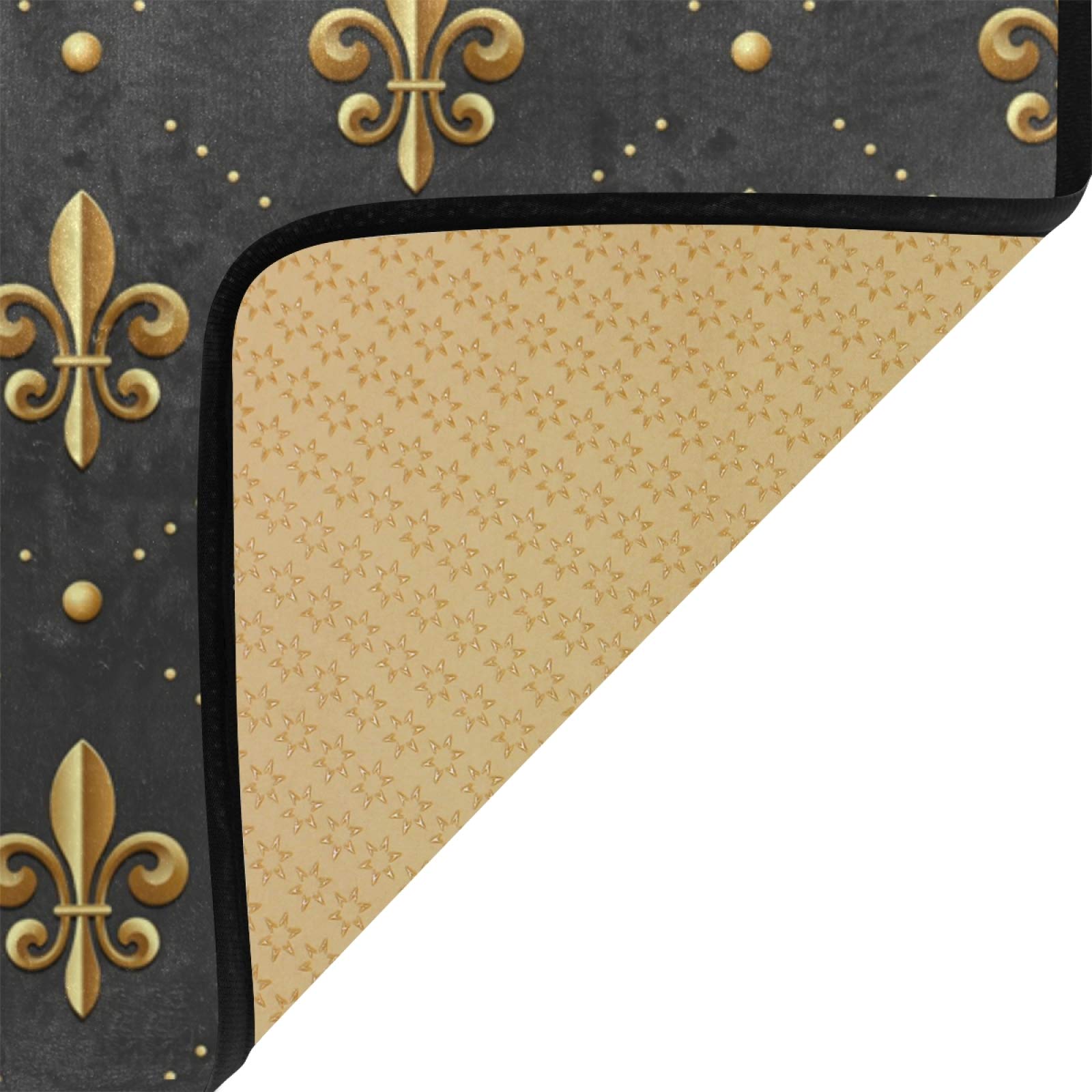 Susiyo Golden Fleur Lis Anti-Fatigue Kitchen Mat - Non-Slip, Oil-Resistant, Easy Clean Floor Rug for Indoor/Outdoor Use - Perfect for Kitchens, Bathrooms & Entryways