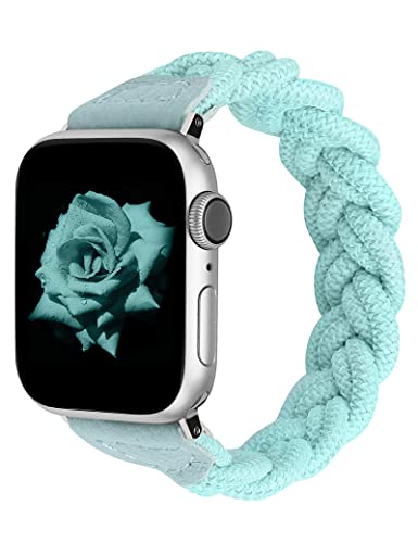 Stretchy Braided Solo Loop Band Compatible with Apple Watch 38mm 40mm 41mm 42mm 44mm 45mm 49mm - Soft Elastic Woven Bracelet Strap for Women - iWatch Series 8/7/6/5/4/3/2/1/SE - Perfect for Workouts, Running & Everyday Wear