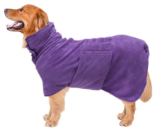 **Geyecete Fast Drying Dog Bathrobe Towel - Super Absorbent Pineapple Grid Pet Drying Coat for Dogs & Cats - Purple, 3XL - Perfect for Post-Bath, Grooming & Spa Days**