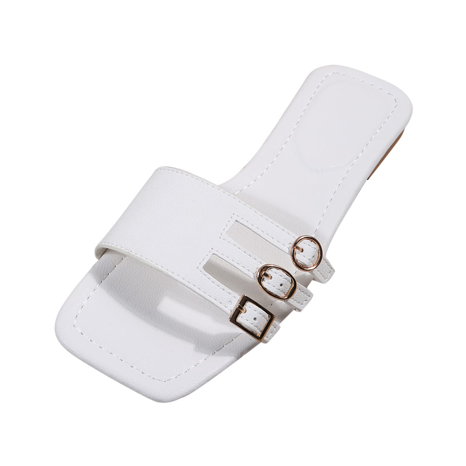 Women's Summer Slippers - Comfortable Flat Sandals with Metal Flip Buckle for Indoor & Outdoor Use - Perfect for Home, Beach, and Casual Wear