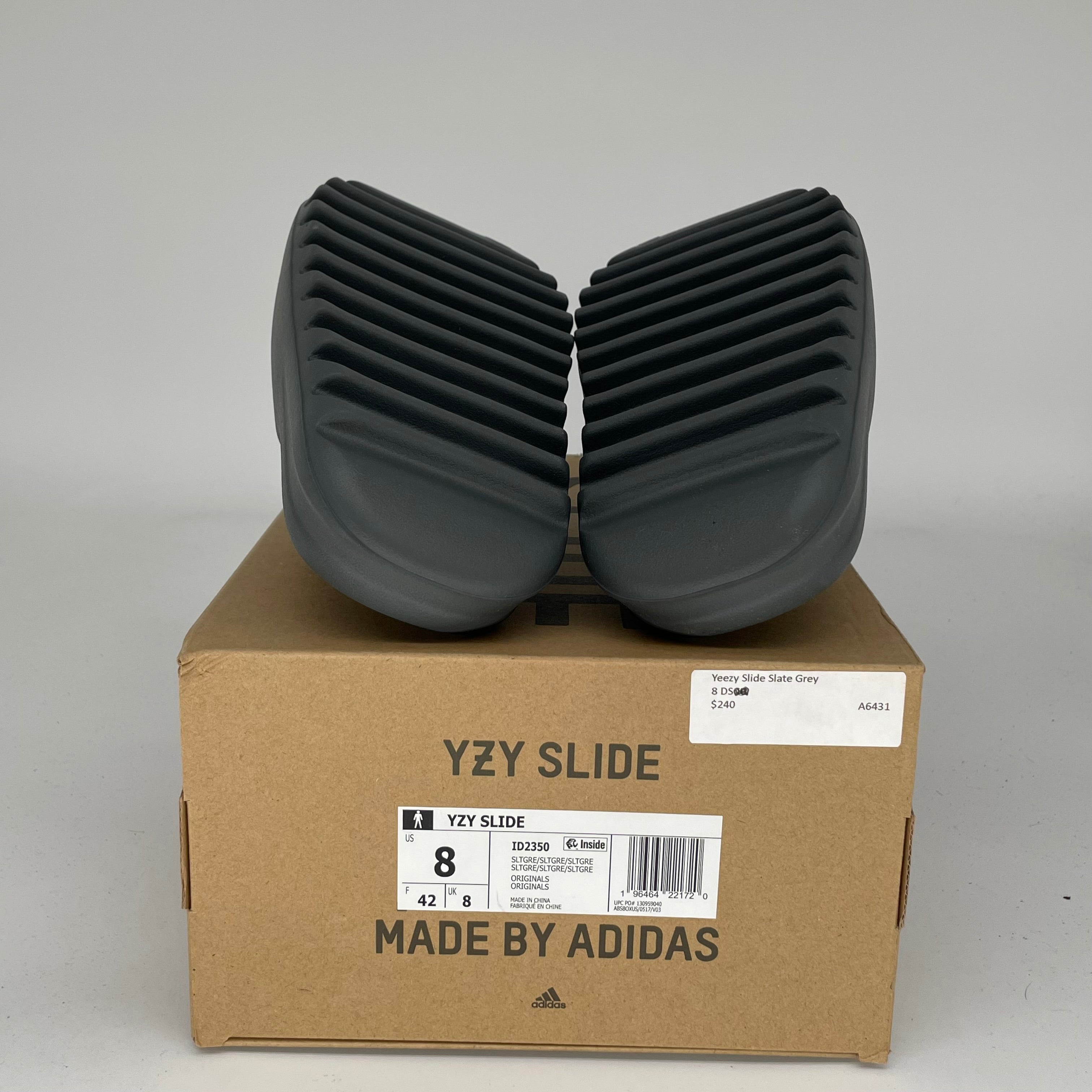 Adidas Yeezy Slide Slate Grey - Men's Size 8 [ID2350] | Comfortable Slides for Beach, Pool & Casual Wear