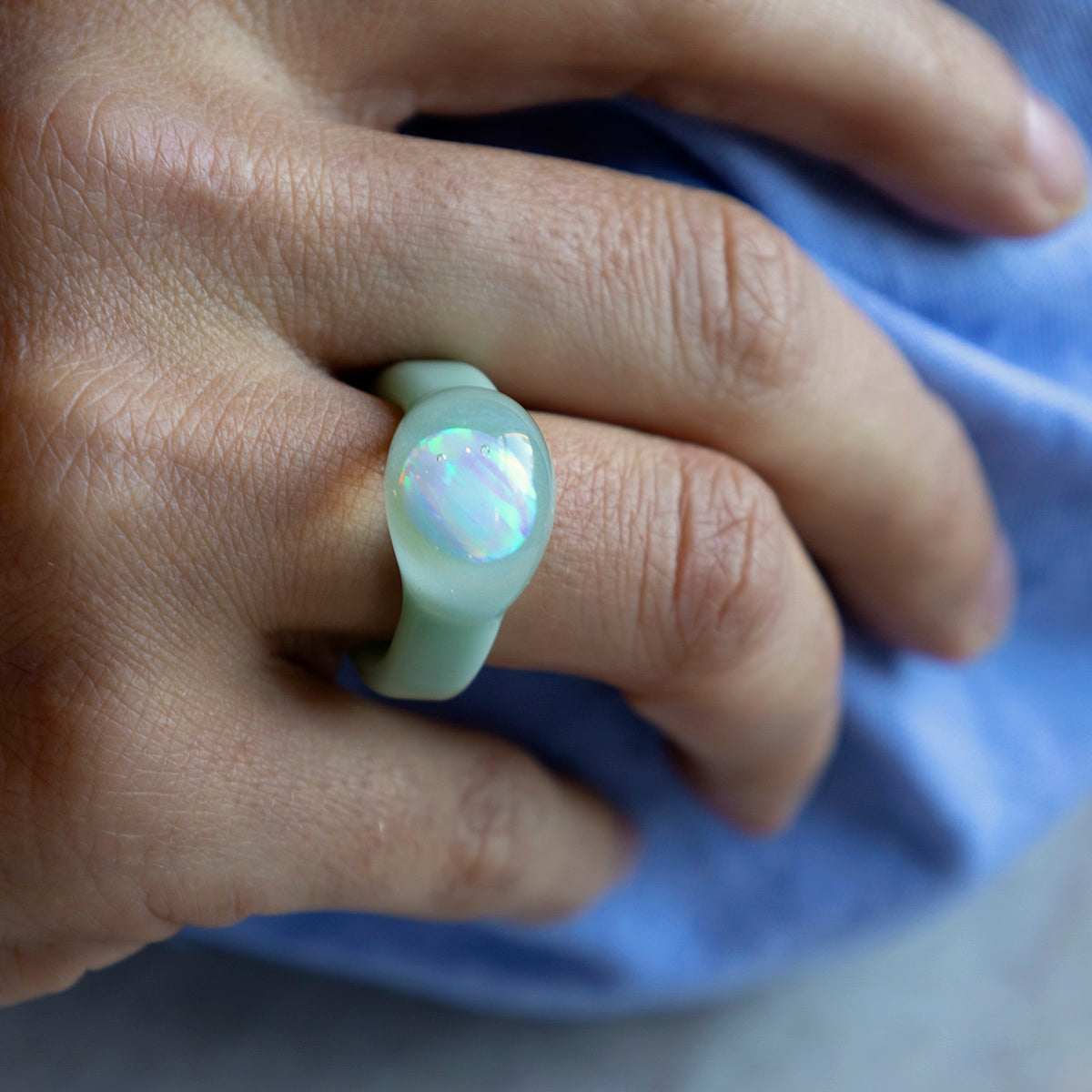 Stunning Large Opal Glass Ring for Women - Elegant Statement Jewelry for Parties, Weddings & Special Occasions