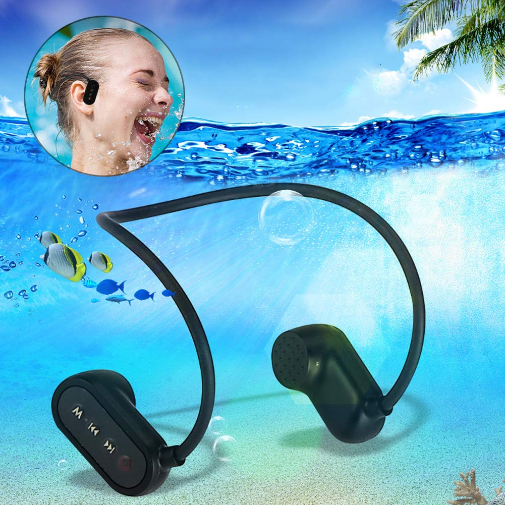 XYQCPJ Wireless Bone Conduction Headphones - Bluetooth 5.0 IPX8 Waterproof Swimming Earphones, Open-Ear Design with 10M Transmission for Swimming, Diving, Running & Workouts | Perfect for Athletes & Outdoor Enthusiasts