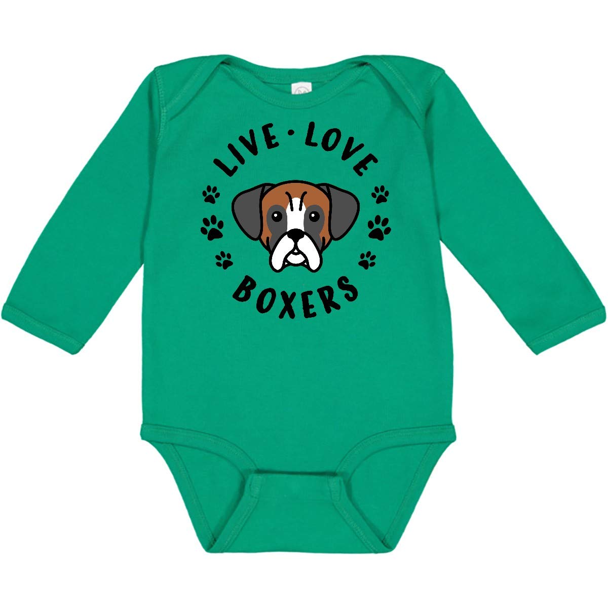 Inktastic Live Love Boxers Long Sleeve Baby Bodysuit - Soft Cotton Creeper for Newborns & Infants - Perfect for Family Photos, Holidays & Everyday Wear