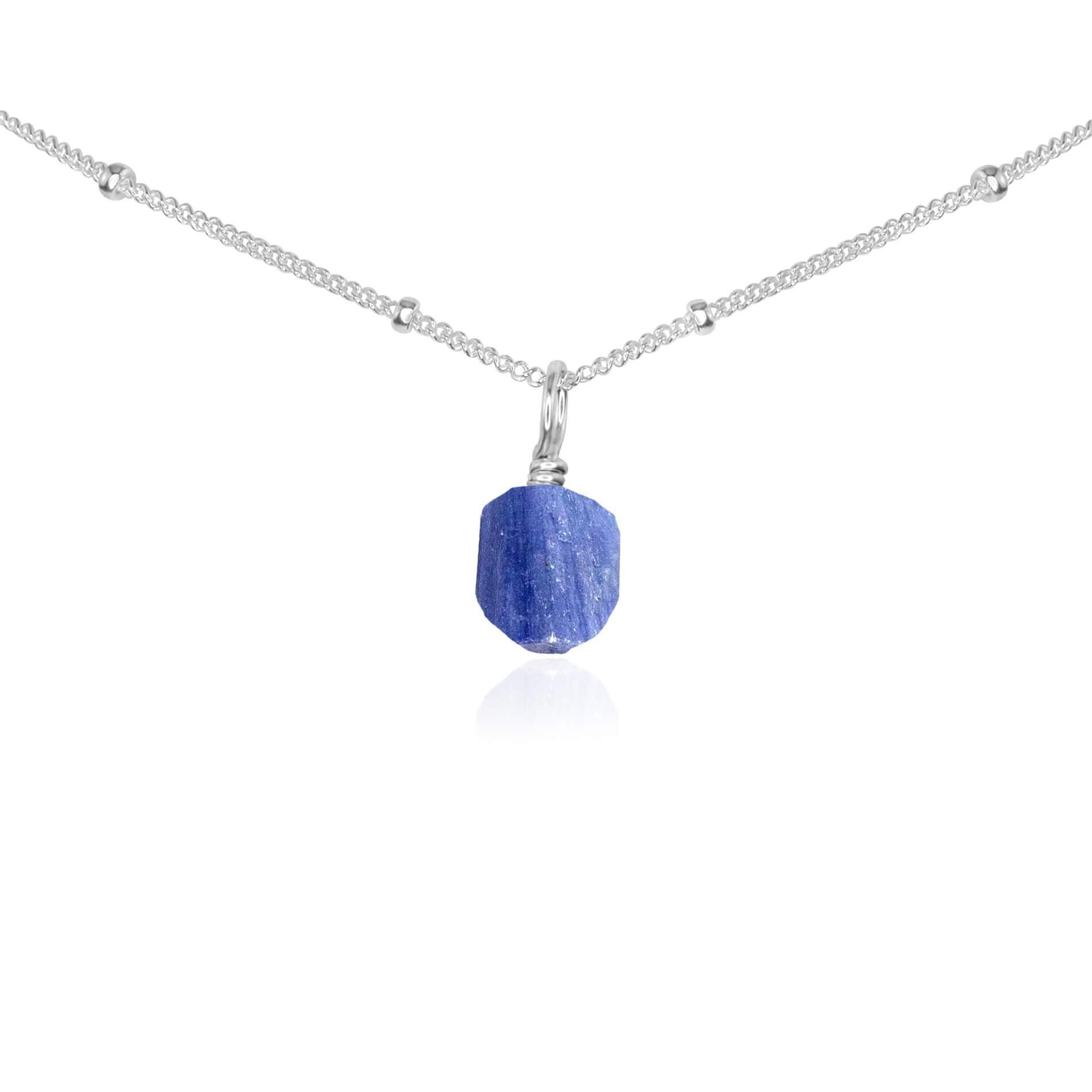 Natural Tiny Rough Kyanite Gemstone Pendant Necklace - Elegant Choker for Women, Spiritual Healing Jewelry | Perfect for Meditation, Yoga & Energy Balancing