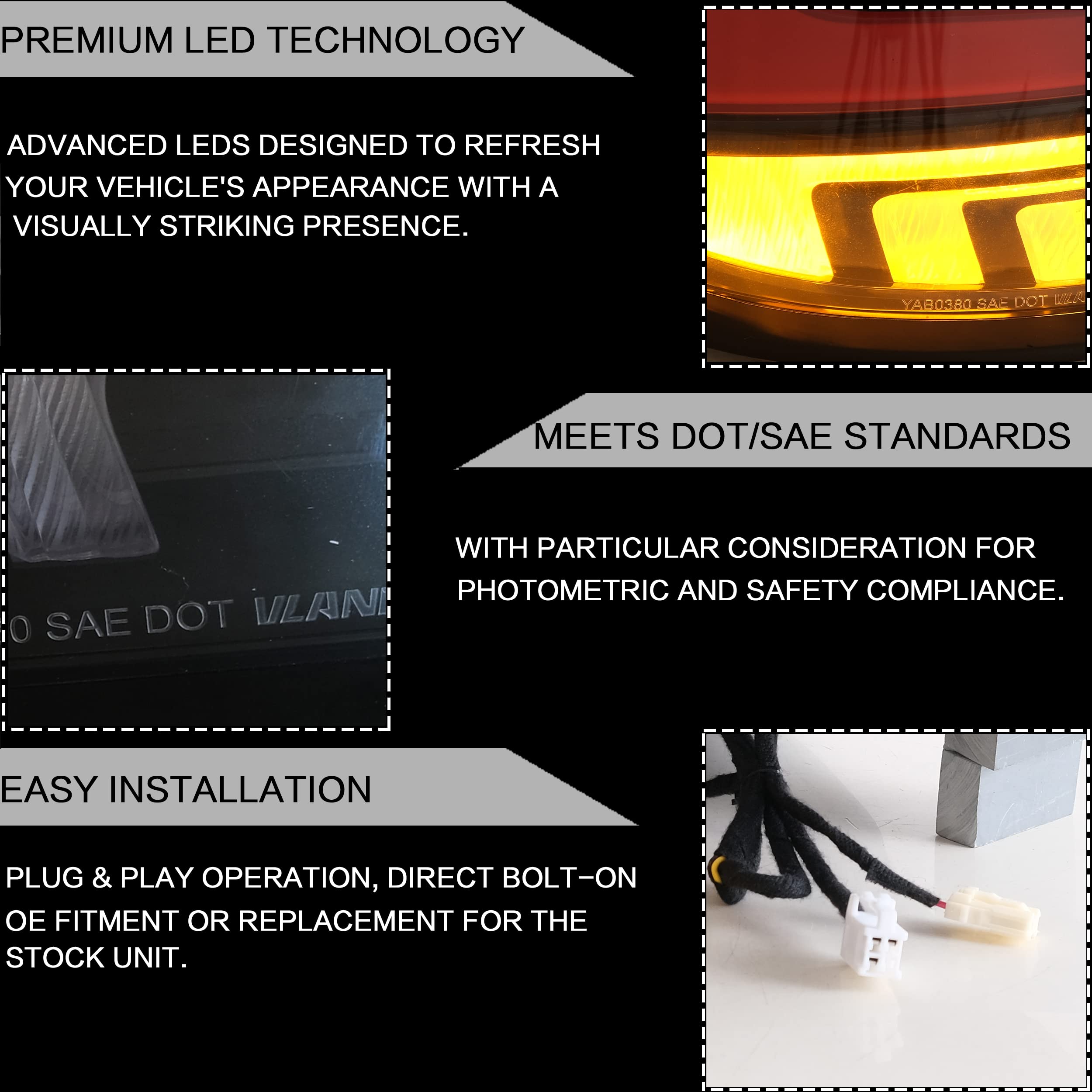 VLAND LED Tail Lights Assembly for Lexus RX 2009-2014 - Dynamic Start-up Animation DRL, Sequential Turn Signals, Red Lens with Fog Lights - Perfect for Car Customization & Night Driving Safety