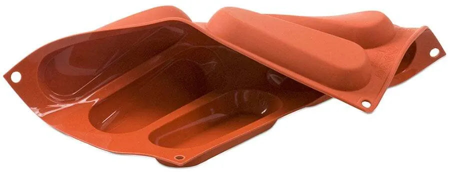 Orange Non-Stick Eclair Baking Pan Set - 6 Cavity Silicone Mold for Perfect Eclairs, Cream Puffs & Pastries - Ideal for Home Baking, Dessert Making & Party Treats