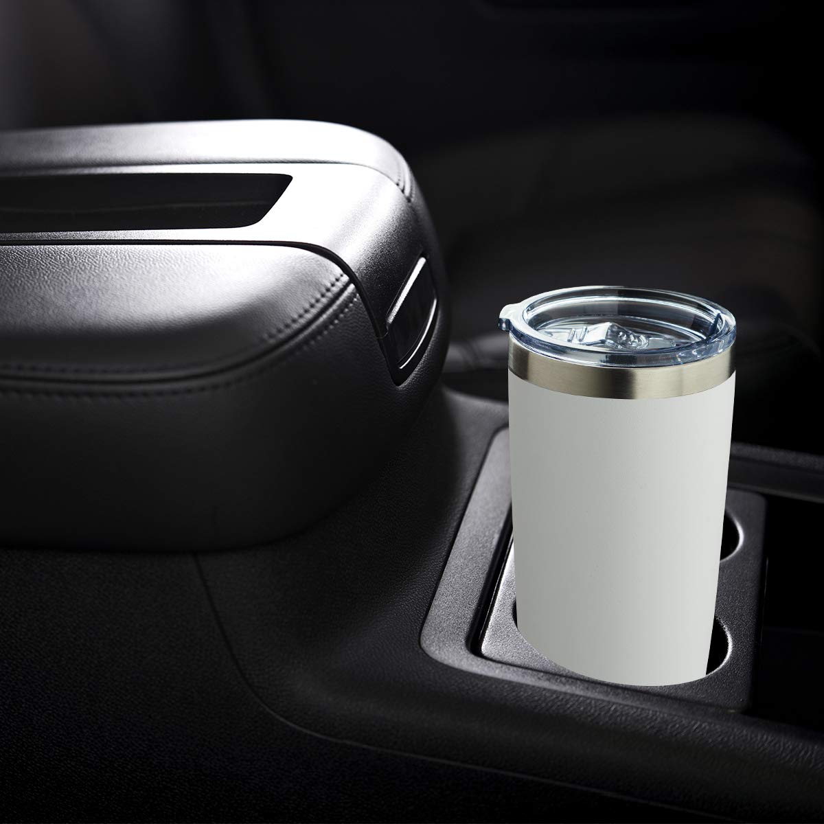 COMOOO 20oz Stainless Steel Tumbler - Double Wall Vacuum Insulated Coffee Travel Mug with Lid & Straw - Powder Coated for Hot & Cold Drinks - Bulk 6 Pack (White) - Perfect for Office, Gym, Camping & Outdoor Activities