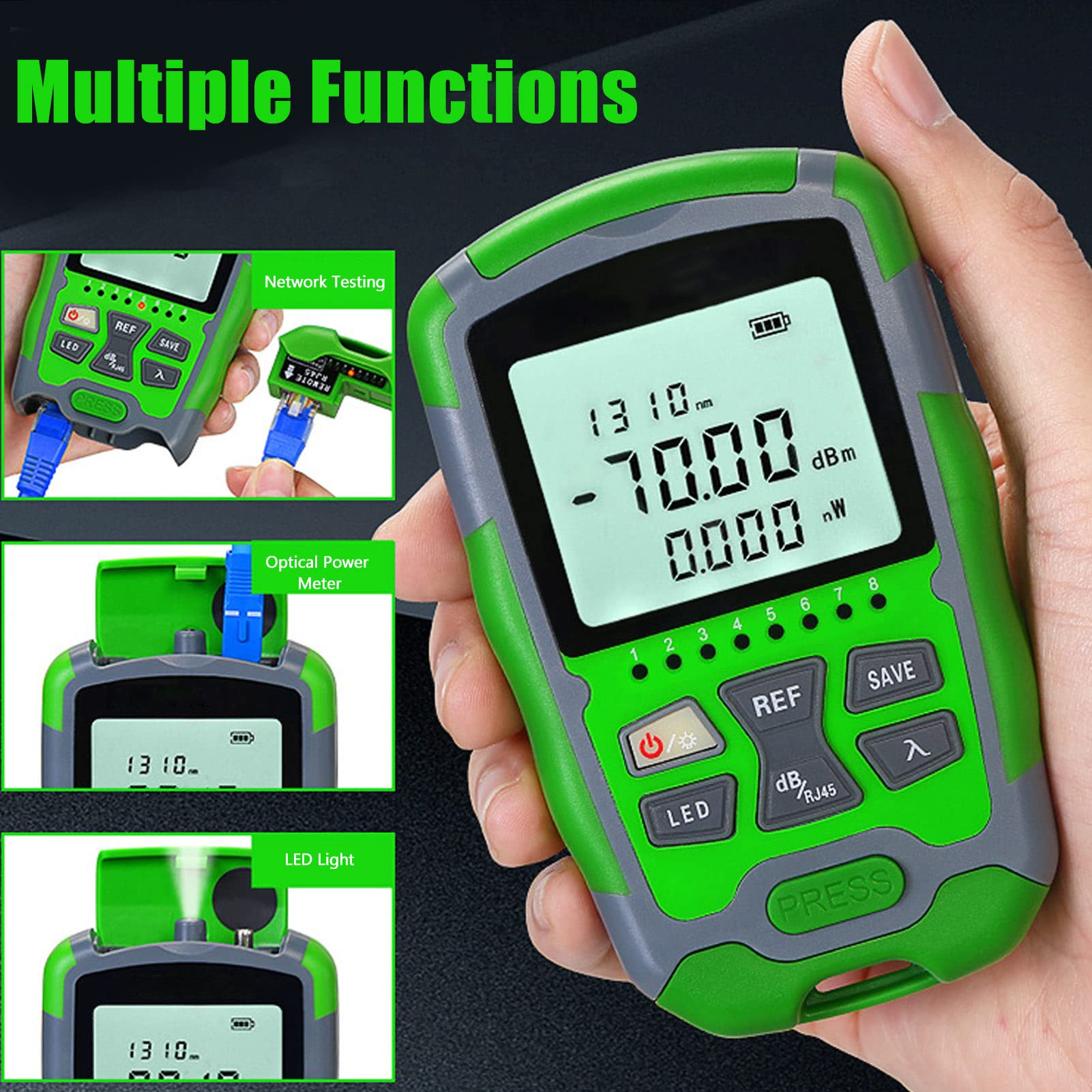 850-1700nm Digital Optical Fiber Power Meter with LCD Display | Portable Fiber Optic Cable Tester Tool | Universal Interface for Detecting Cable Faults | Ideal for Network Installation & Maintenance