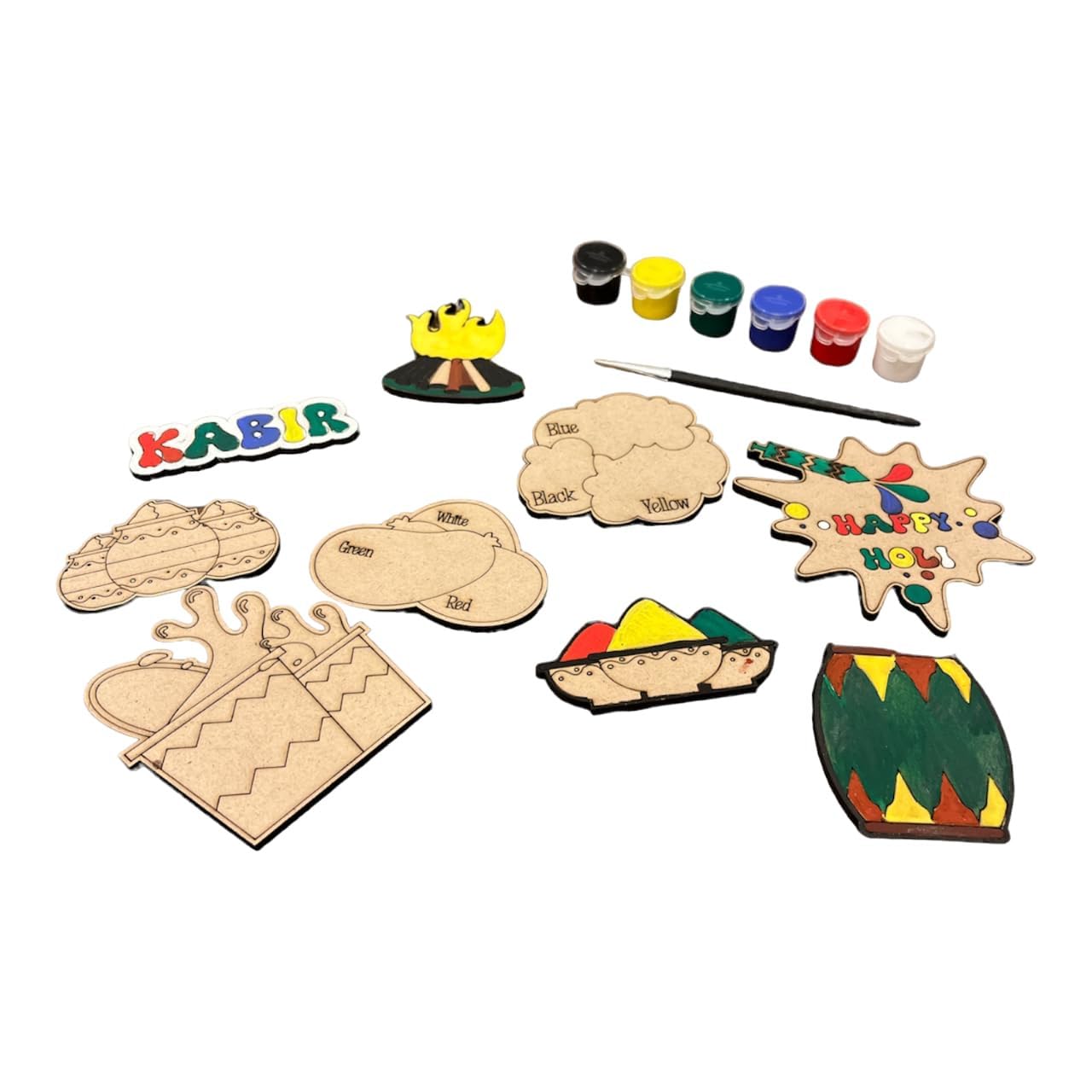 Personalized Wooden Puzzle Games for Kids - DIY Holi Kit with Bhangra Beats Jigsaw Toy Gift Set | Educational Learning Toys for Toddlers & Preschoolers | Perfect for Birthday Gifts, Party Favors and Family Game Night