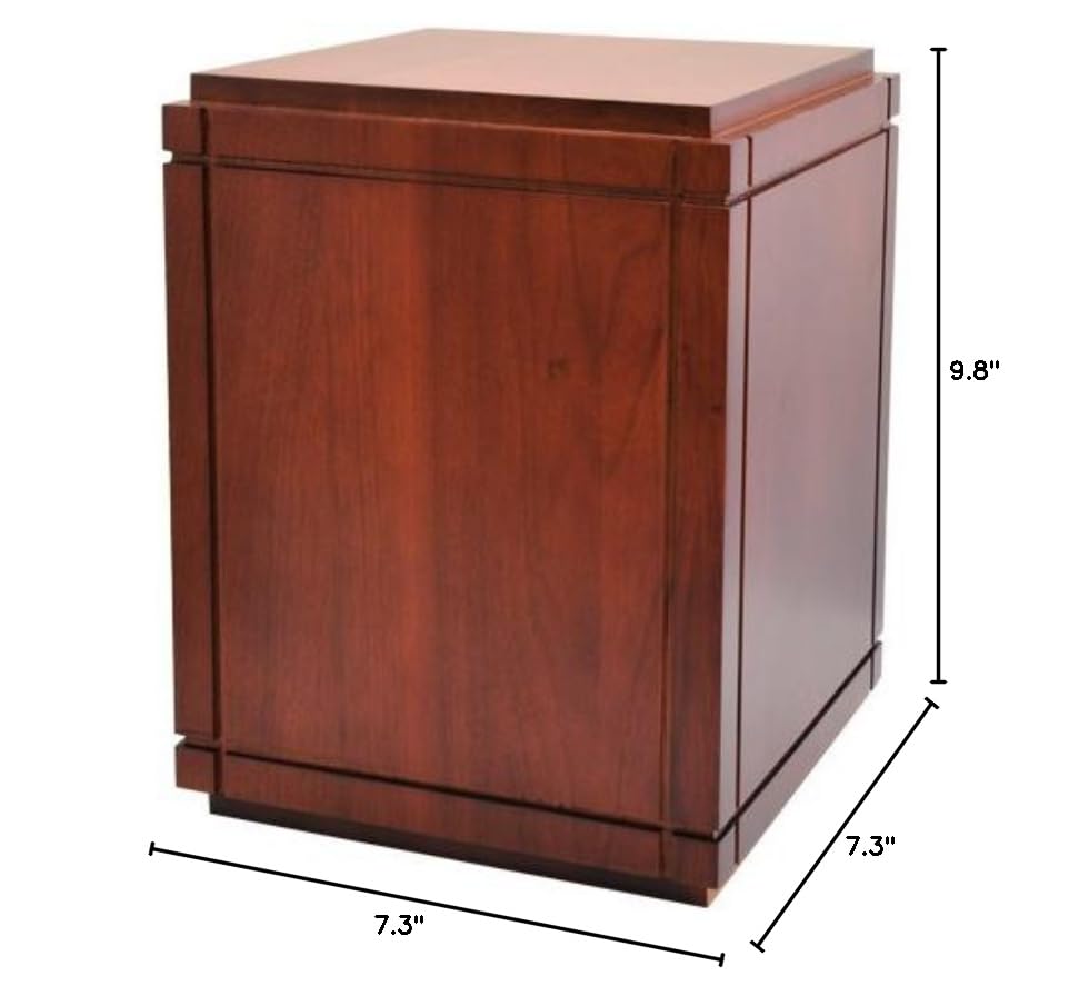 Cherry Finish Grooved Vertical Wood Urn for Ashes - Handcrafted Plain Design - Perfect for Memorials, Home Display & Funeral Services