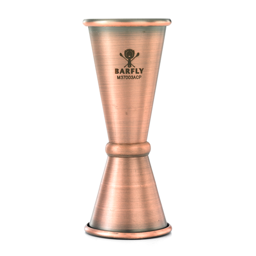 Barfly 1 Oz x 1.5 Oz Jigger - Antique Copper Cocktail Measuring Cup for Bartenders & Home Mixologists | Perfect for Crafting Martinis, Old Fashioned & Whiskey Sours