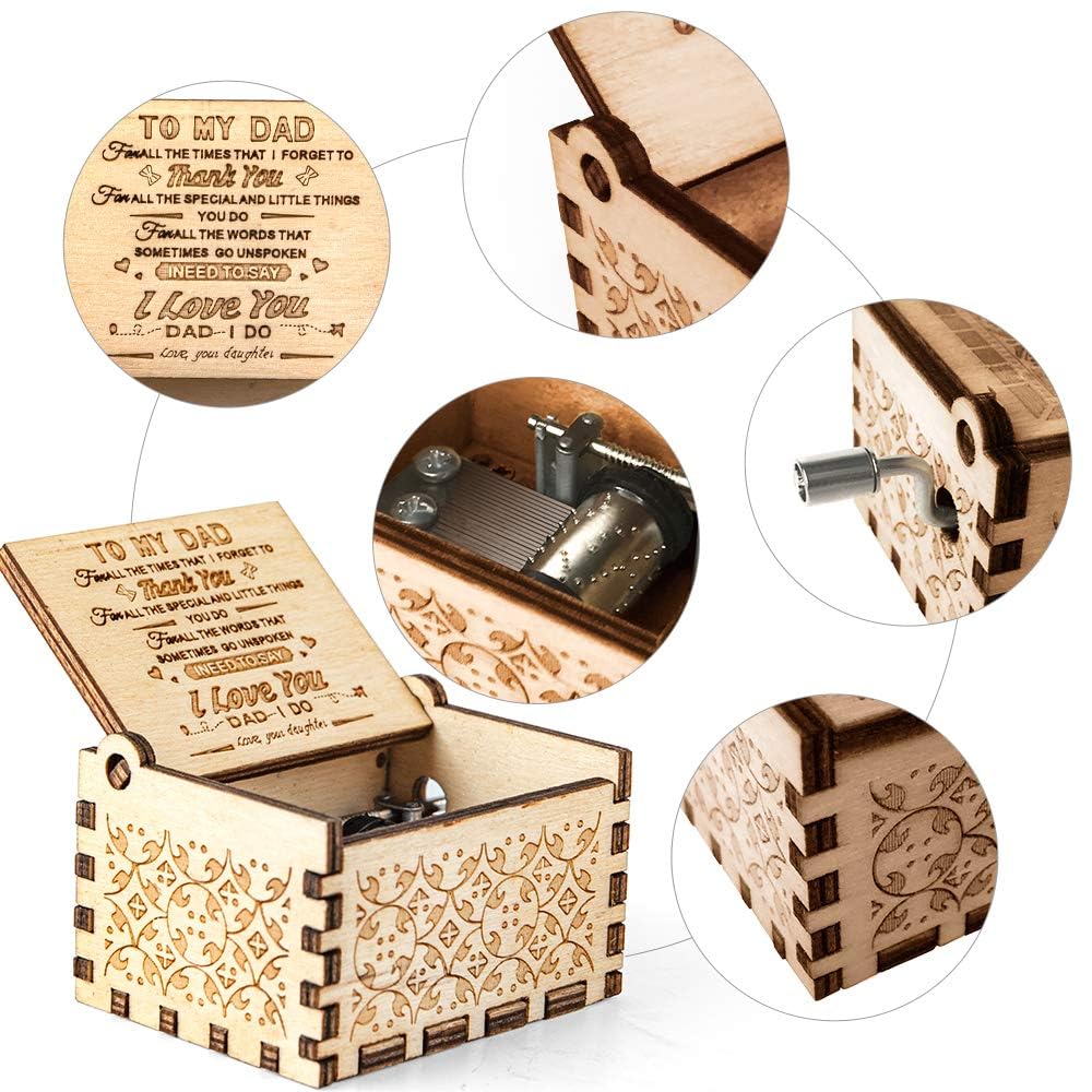 You Are My Sunshine Wooden Music Box - Mini Gift for Dad on Christmas, Father's Day | Perfect Daughter to Father Present for Birthdays, Anniversaries & Special Moments