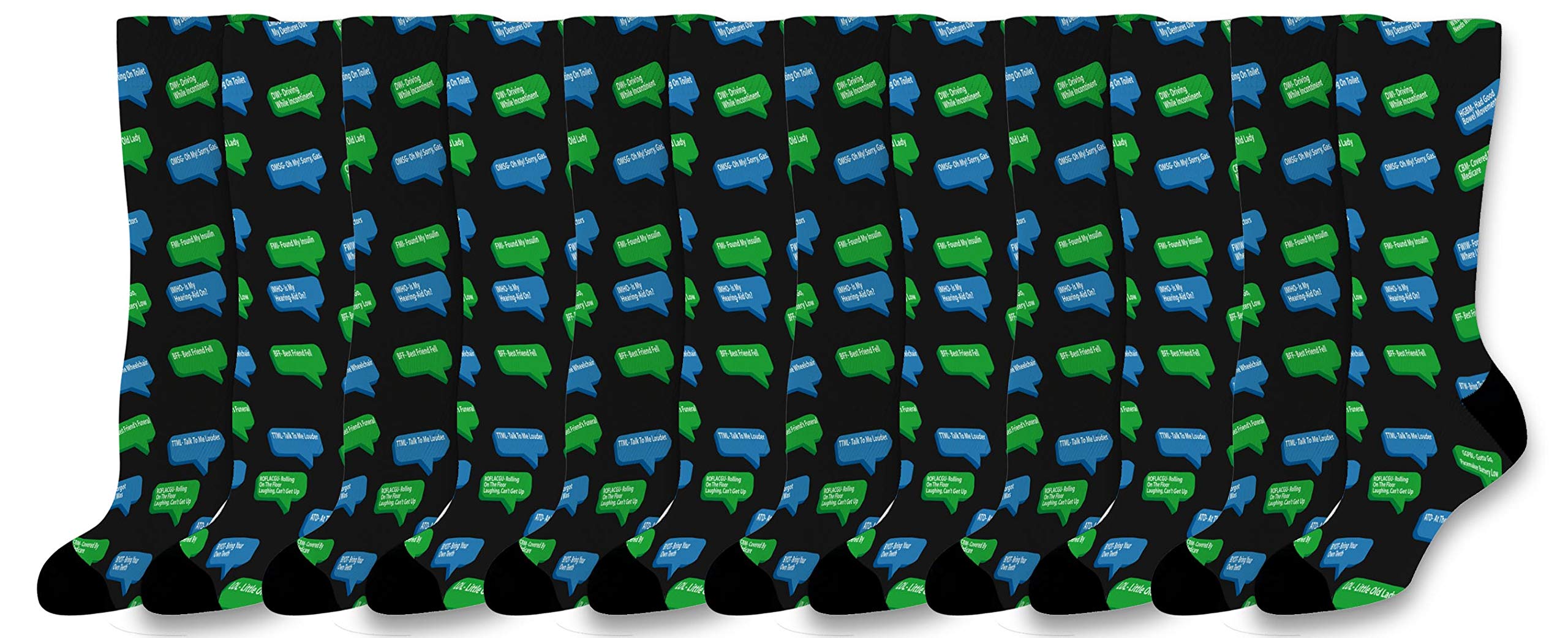 Funny Novelty Crew Socks with Senior Texting Codes - Perfect Retirement or Birthday Gifts for Seniors - Great for Parties, Gag Gifts & Everyday Wear