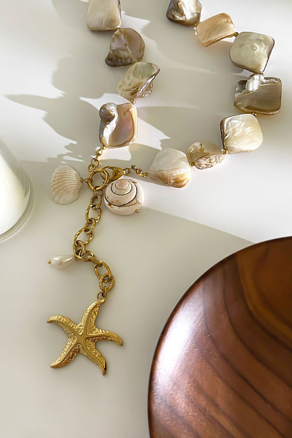 Elegant Pearl Beaded Starfish Pendant Necklace for Women | Handmade Ocean-Themed Jewelry | Perfect for Beach Vacations, Summer Outfits & Gift Giving