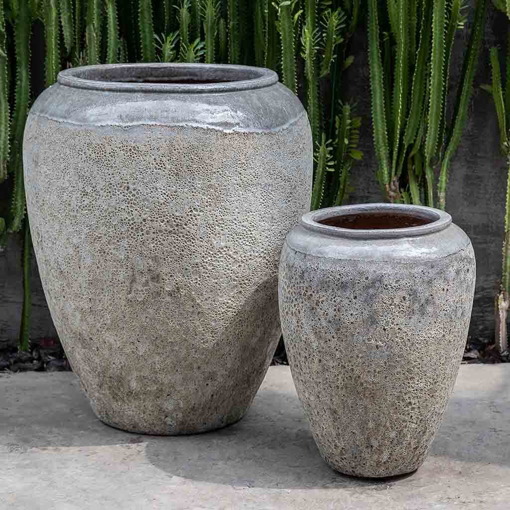 Campania International Sureda Jar Set of 2 - Angkor Grey Mist Ceramic Vases for Home Decor, Wedding Centerpieces & Tabletop Display