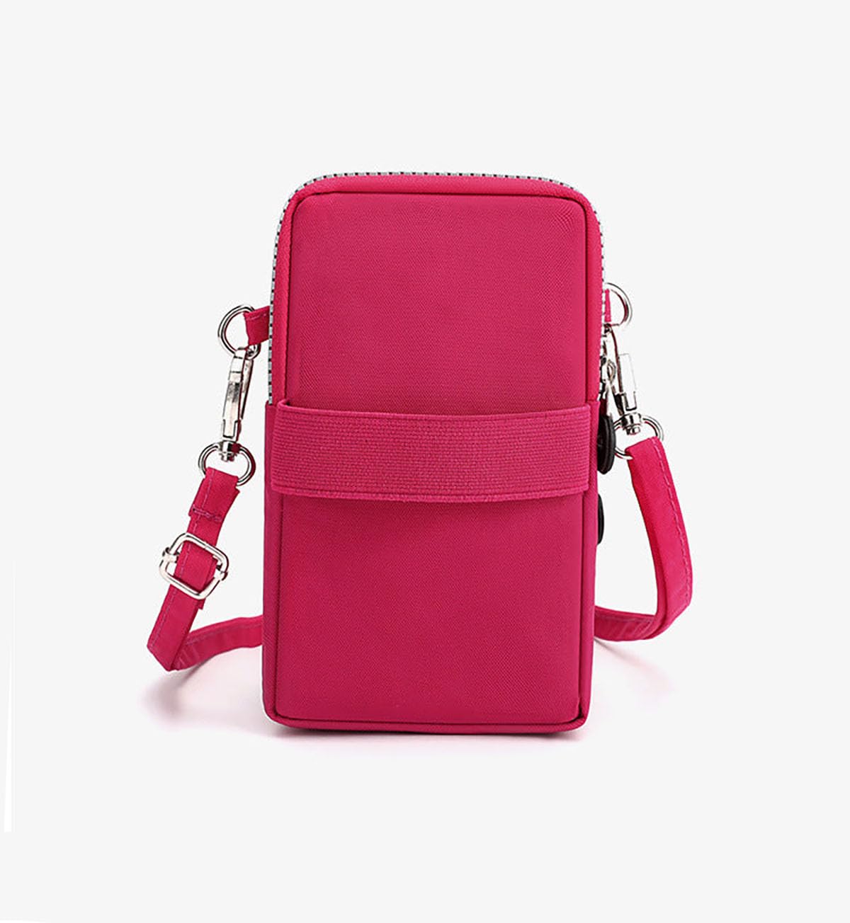 SYGA Women's Cross-Body Phone Bag - Red Fabric Waist Pouch with Adjustable Strap for Running, Travel & Shopping - Hands-Free Cellphone Holder for iPhone & Android Devices