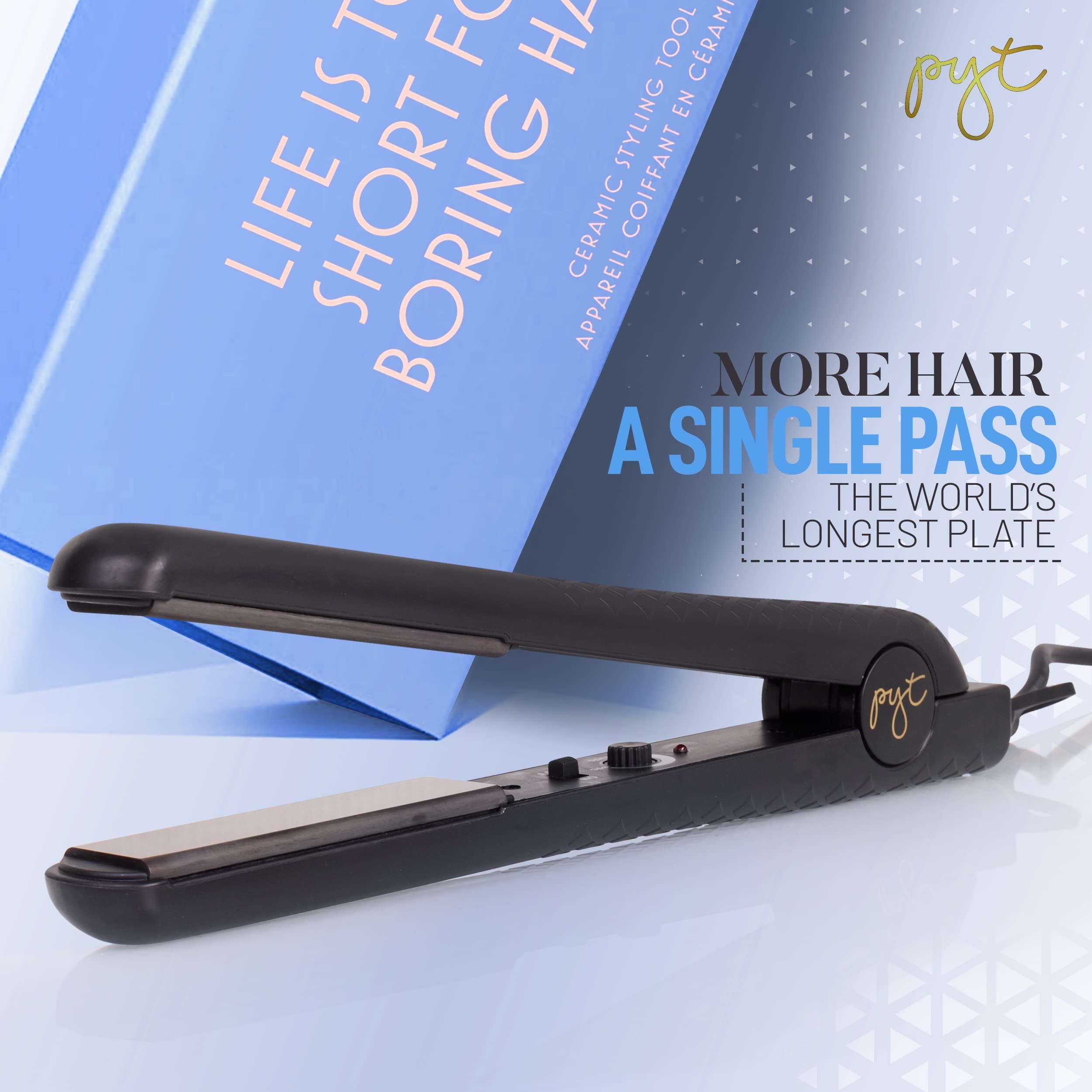Professional Ceramic Flat Iron Hair Straightener - Pyt Styling Tool for Smooth & Shiny Hair (Black) | Perfect for Home Use, Salon Styling & Travel
