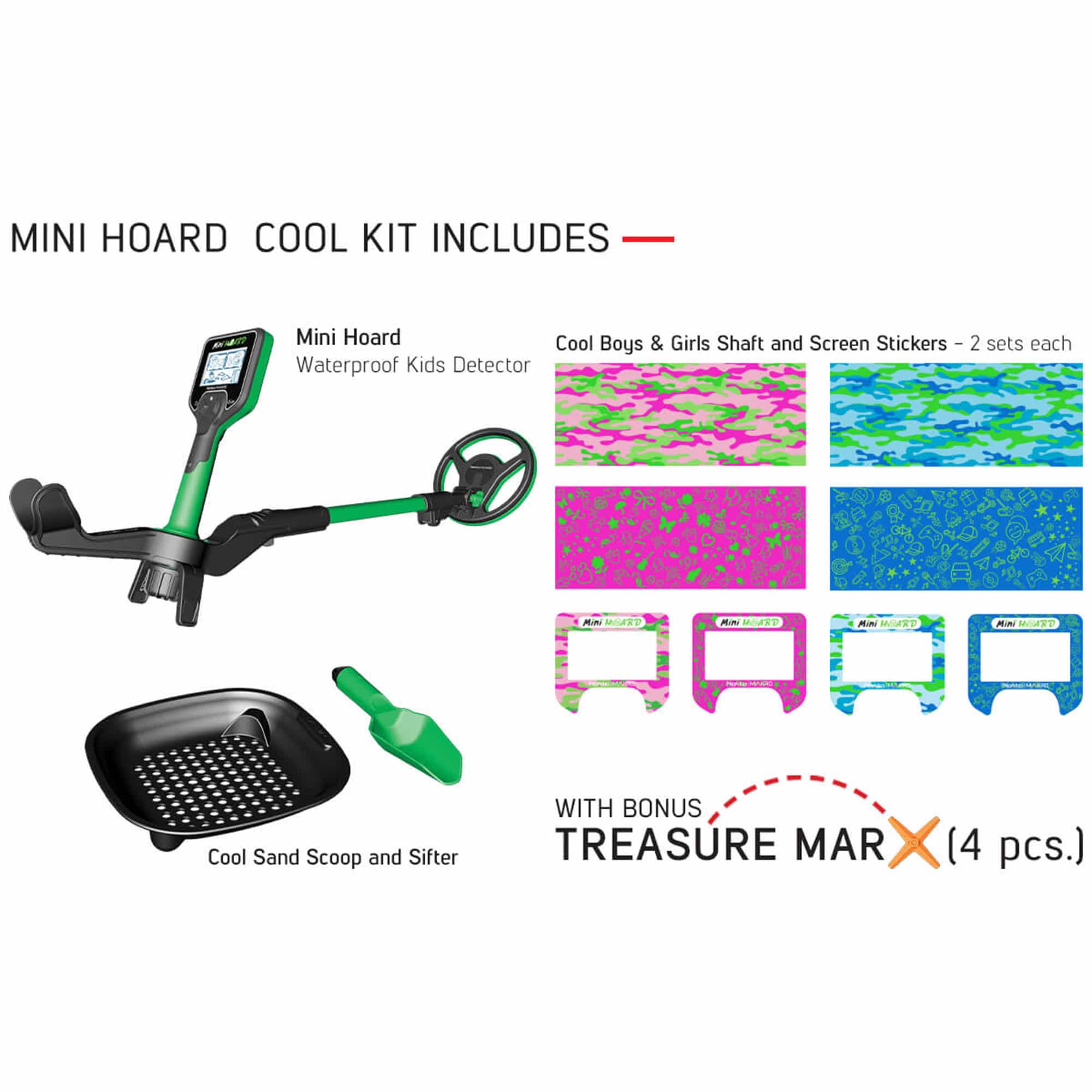 Nokta Mini Hoard Cool Kit - Waterproof Metal Detector for Kids with Adjustable Stem | Perfect for Beach Treasure Hunting, Backyard Adventures & Outdoor Exploration