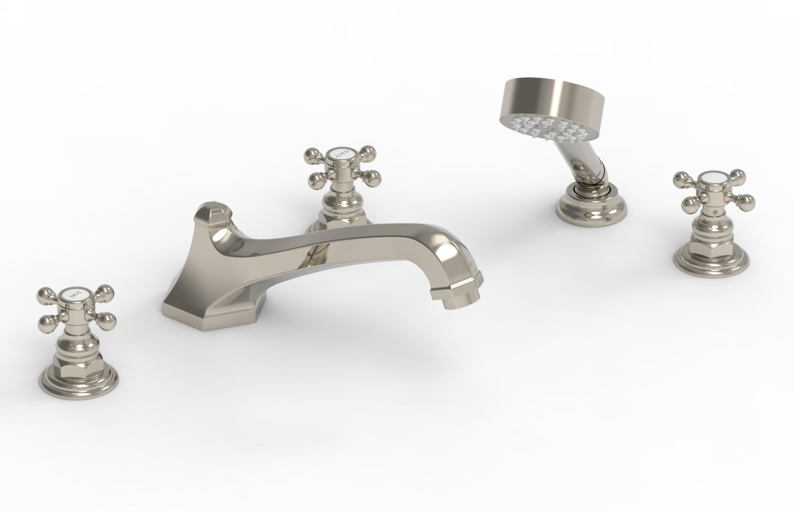 HEX TRADITIONAL Deck Mounted Bathtub Set with Hand Shower - 500 48 - Perfect for Bathroom Renovation & Spa-Like Relaxation at Home