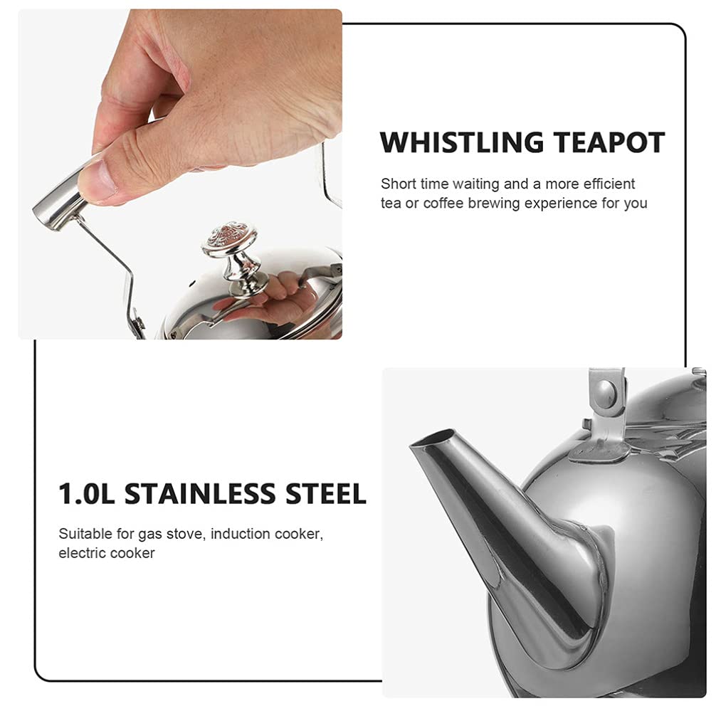 Premium 2L Stainless Steel Whistling Tea Kettle - Stovetop Safe Teapot with Built-in Strainer for Perfect Tea Brewing | Ideal for Home Kitchen, Camping & Office Use (Silver)