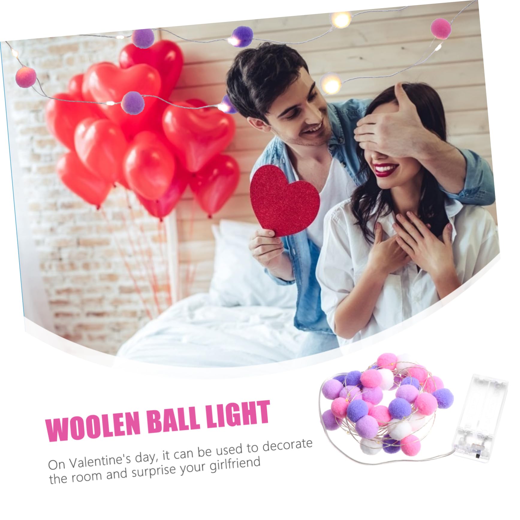 SOLUSTRE 10ft LED Cotton Ball String Lights - 20 Warm White Pom Pom Fairy Lights with Hanging Garland for Bedroom, Wedding, Party & Home Decor (Indoor/Outdoor Use)