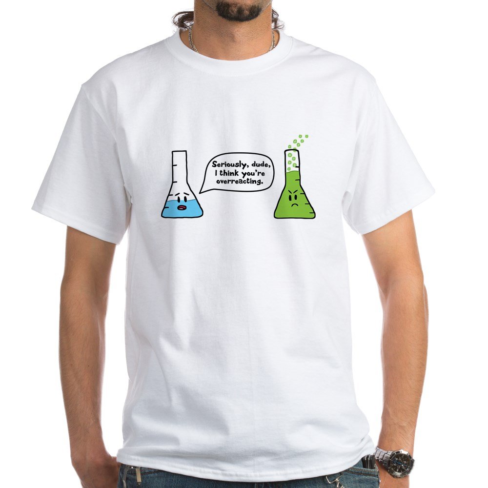 Overreacting White Cotton T-Shirt for Men & Women - Funny Graphic Tee for Casual Wear, Parties & Gifts