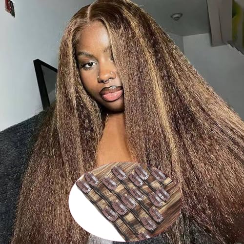 #P427 Chocolate Brown to Honey Blonde Kinky Straight