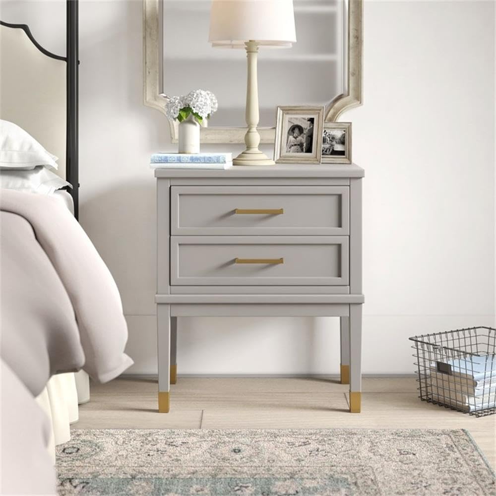 Picket House Furnishings Brody Side Table - Grey Wood Nightstand for Bedroom, Living Room, or Office - Modern End Table with Storage Shelf