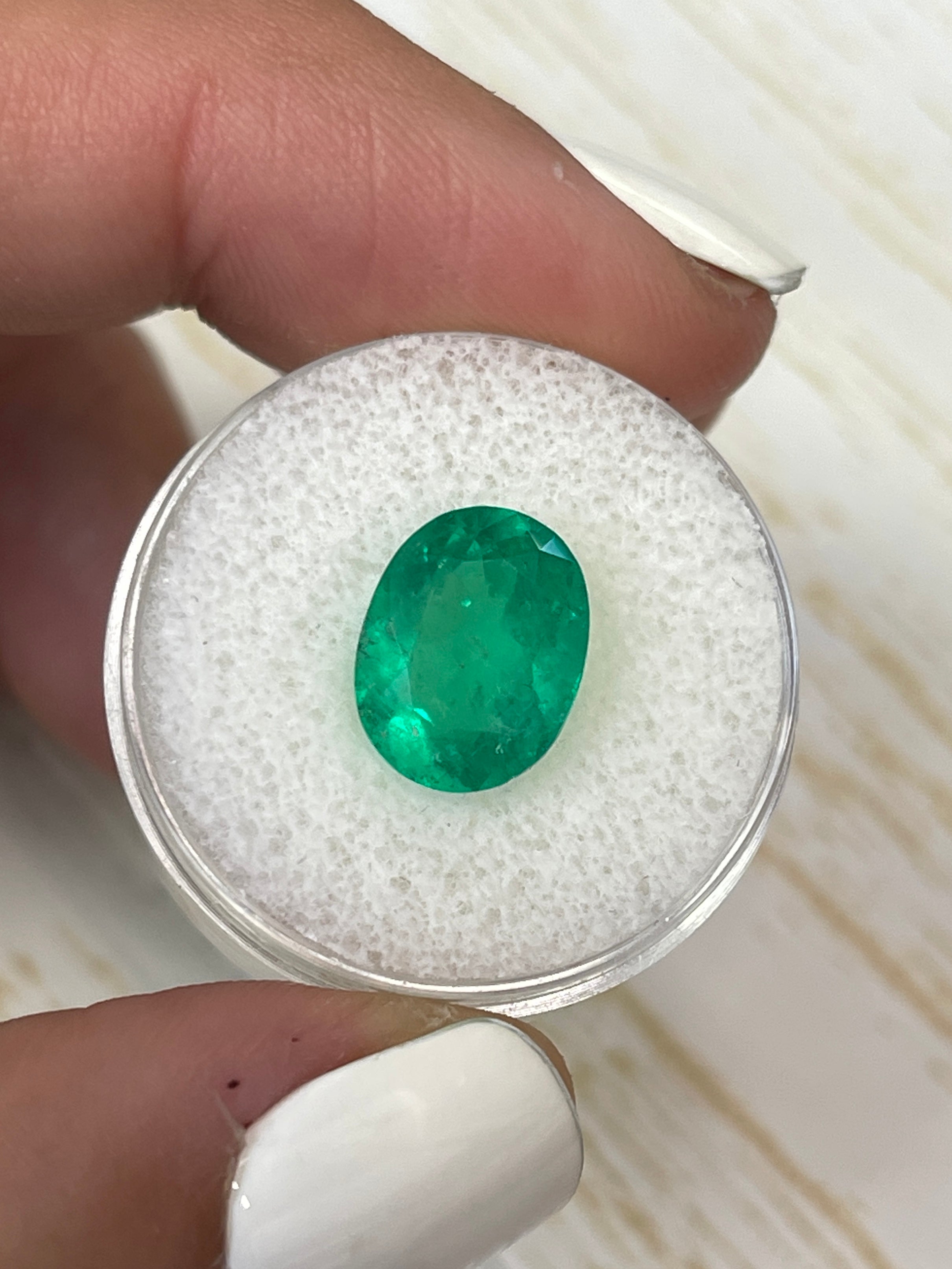 4.04 Carat 12x9mm Yellowish Green Natural Loose Colombian Emerald Oval Cut Gemstone for Jewelry Making, Engagement Rings & Collector's Items