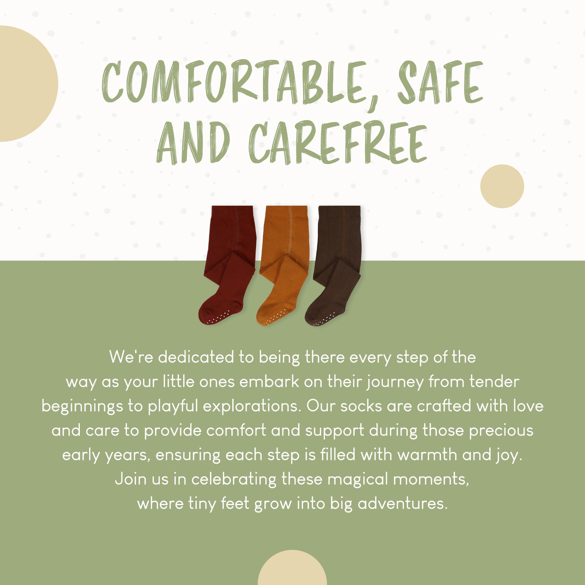 Unisex Baby Tights 3-Pack | Soft Cotton Thick Leggings with Anti-Slip Sole for Boys & Girls - Perfect for Playtime, Daycare & Winter Outfits