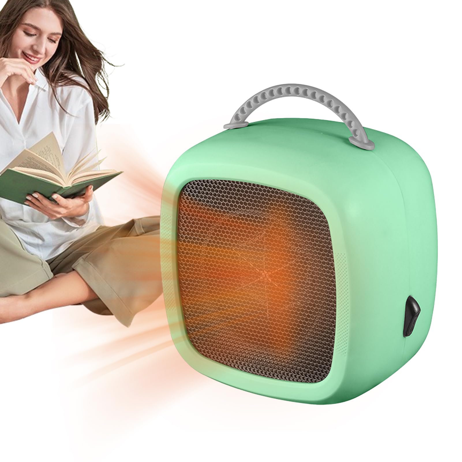 600W Portable Electric Desk Heater - Efficient Small Space Heater with 2 Modes, Quiet Operation & Carry Handle | Perfect for Office, Bedroom, Kitchen & Winter Use