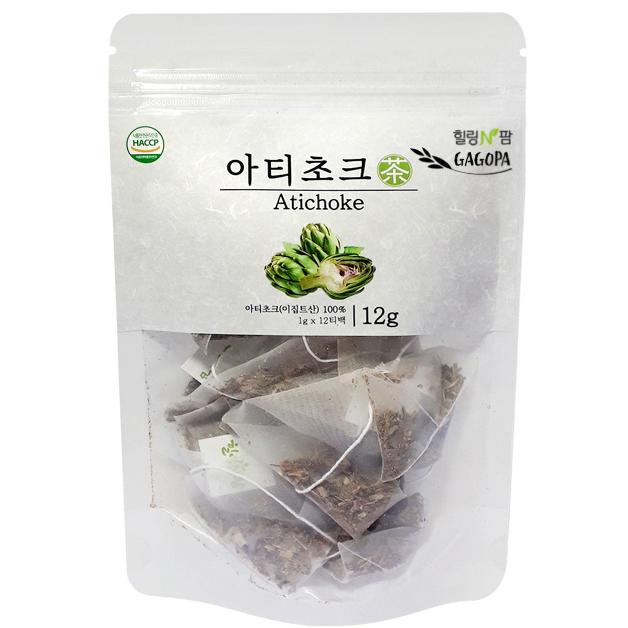 GAGOPA 100% Pure Natural Korean Herbal Tea Bags - Unsweetened Artichoke Tea, 12 PLA Triangular Eco-Friendly Tea Bags for Detox & Wellness | Perfect for Relaxation, Weight Loss & Digestive Health