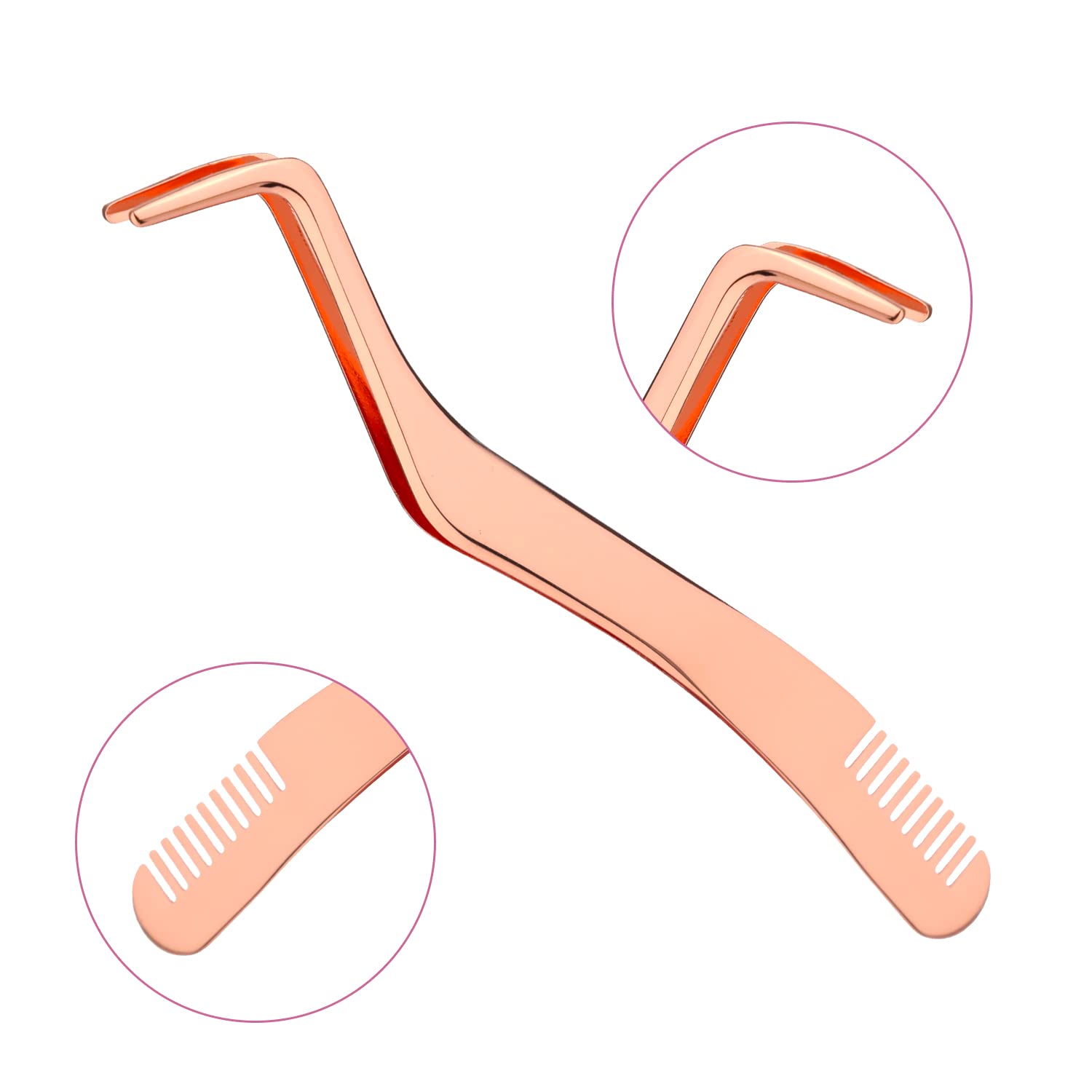 2pcs Professional Stainless Steel Lash Tweezers Set - Upgraded 2-in-1 Eyelash Extension Tweezers with Comb Applicator for Volume, Isolation & Classic Lashes | False Eyelash Application Tools (Rose Gold & Colorful) | Perfect for Salon Professionals & DIY Lash Extensions at Home