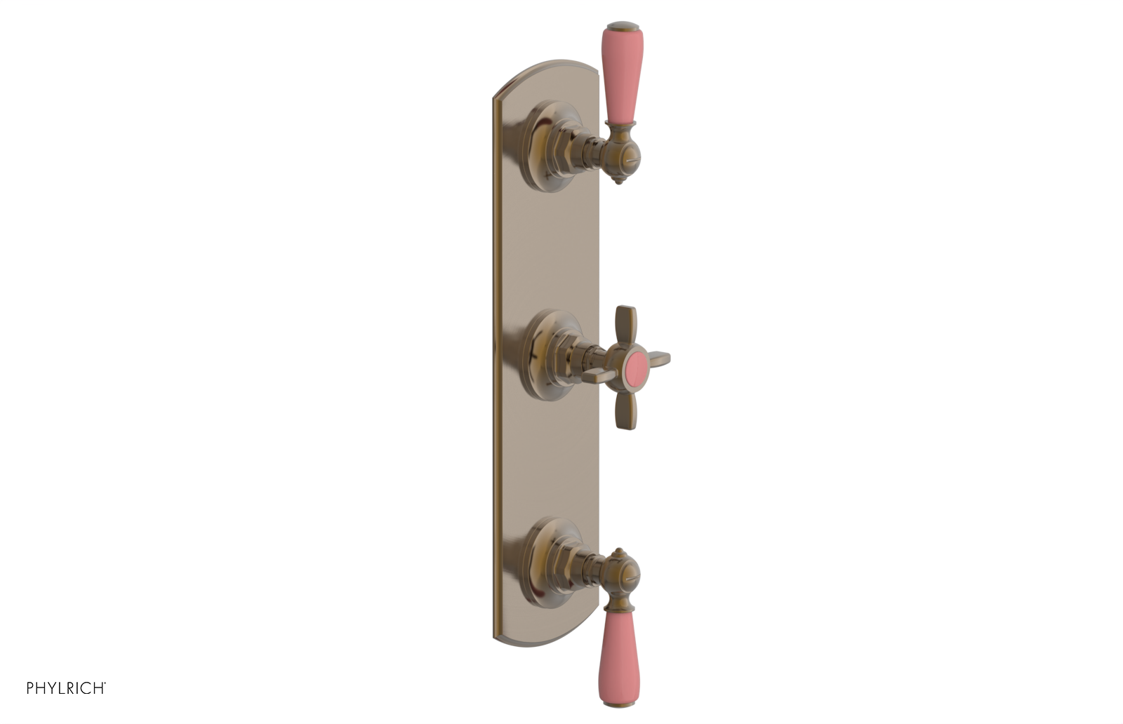 Jamestown Thermostatic Shower Valve with Dual Volume Control - Pink Accented Bathroom Fixture for Modern Home Renovation & Spa-Like Shower Experience