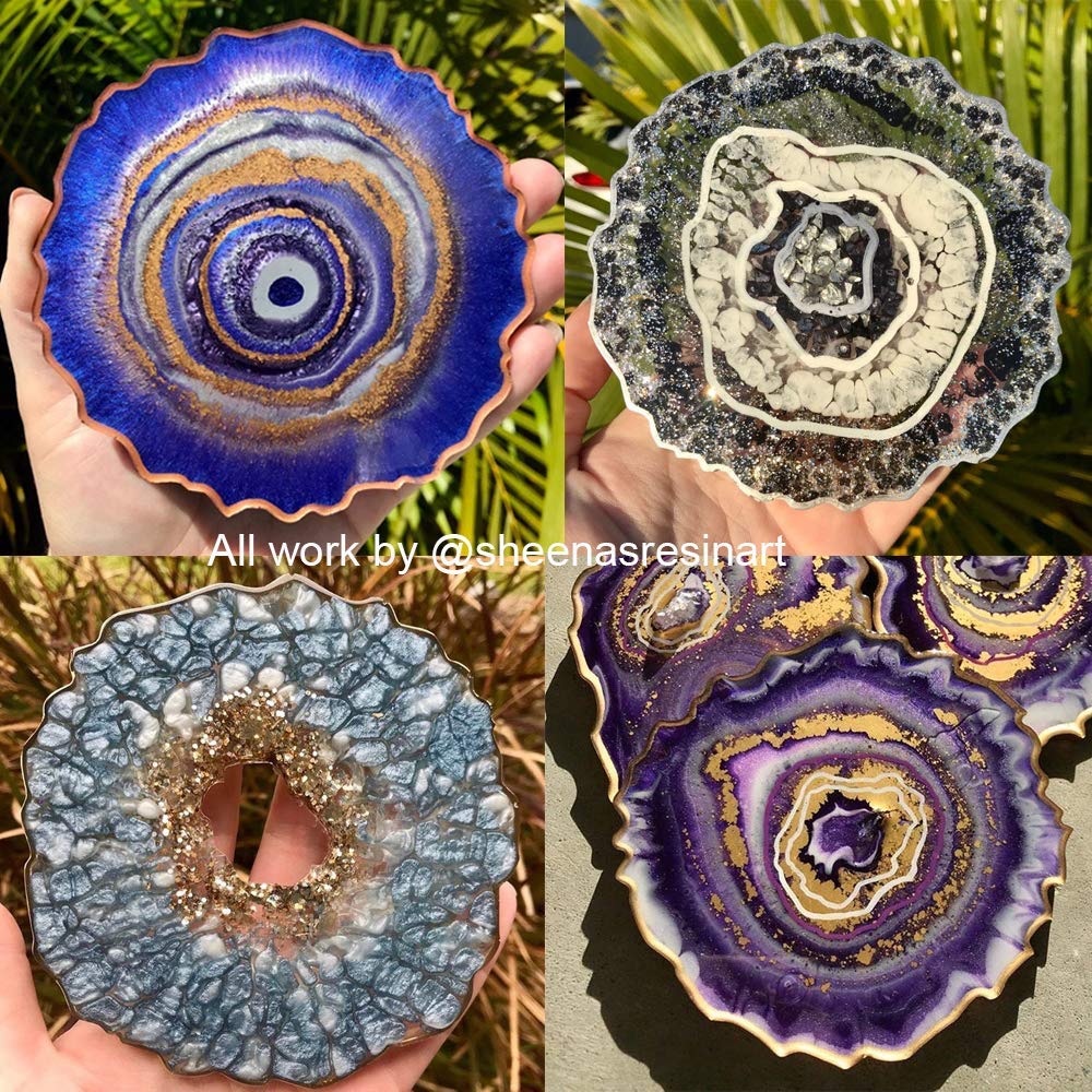 ResinWorld 6 Pack Geode Coaster Molds & 4 Pack 4 Inch Square Coaster Molds for DIY Resin Art - Perfect for Home Decor, Gifts, and Craft Projects